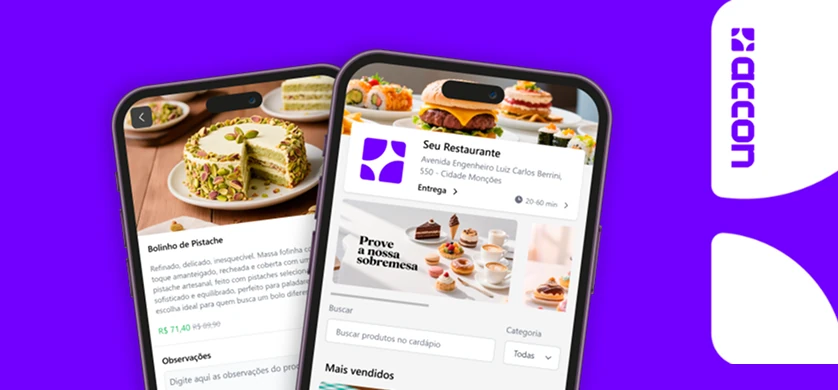Cozinha de restaurante com QR Code do cardapio digital na mesa e pedido saindo no caixa