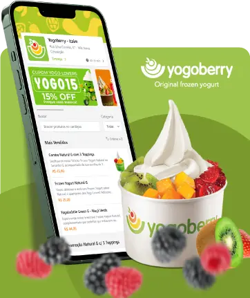 Cardápio digital da Accon na rede Yogoberry