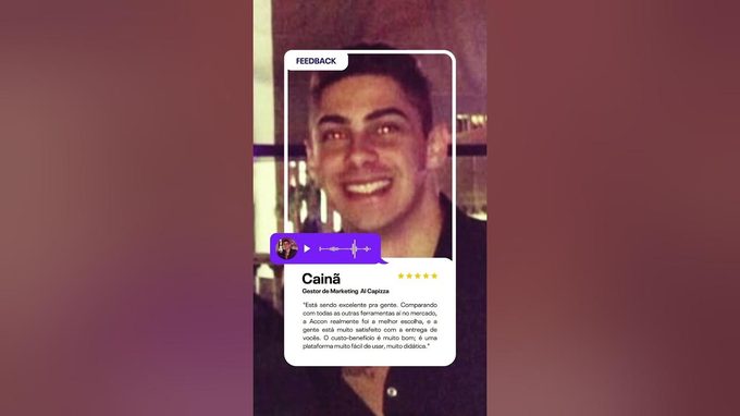 Depoimento em vídeo de Cainã, da Al Capizza
