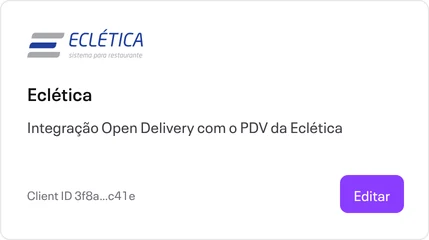 Integração Open Delivery da Eclética no portal da Accon, com o botão Editar