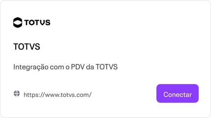Card da integração TOTVS no portal da Accon, com o botão Conectar